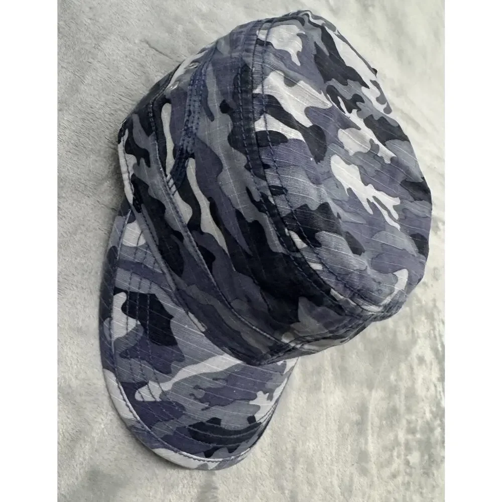 Carhartt Mens Blue Camo Military Cadet Hat Adjustable Ripstop Cap 101994 440 OS